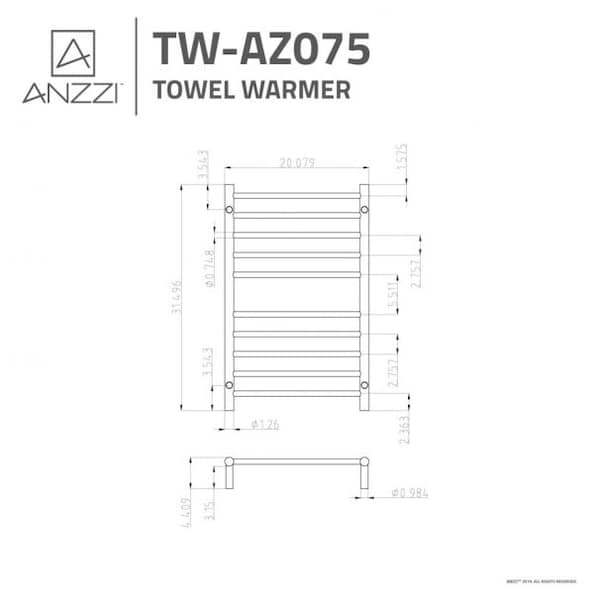 Anzzi Bali 10-Bar Wall Mounted Towel Warmer in Polished Chrome TW-AZ075CH - main